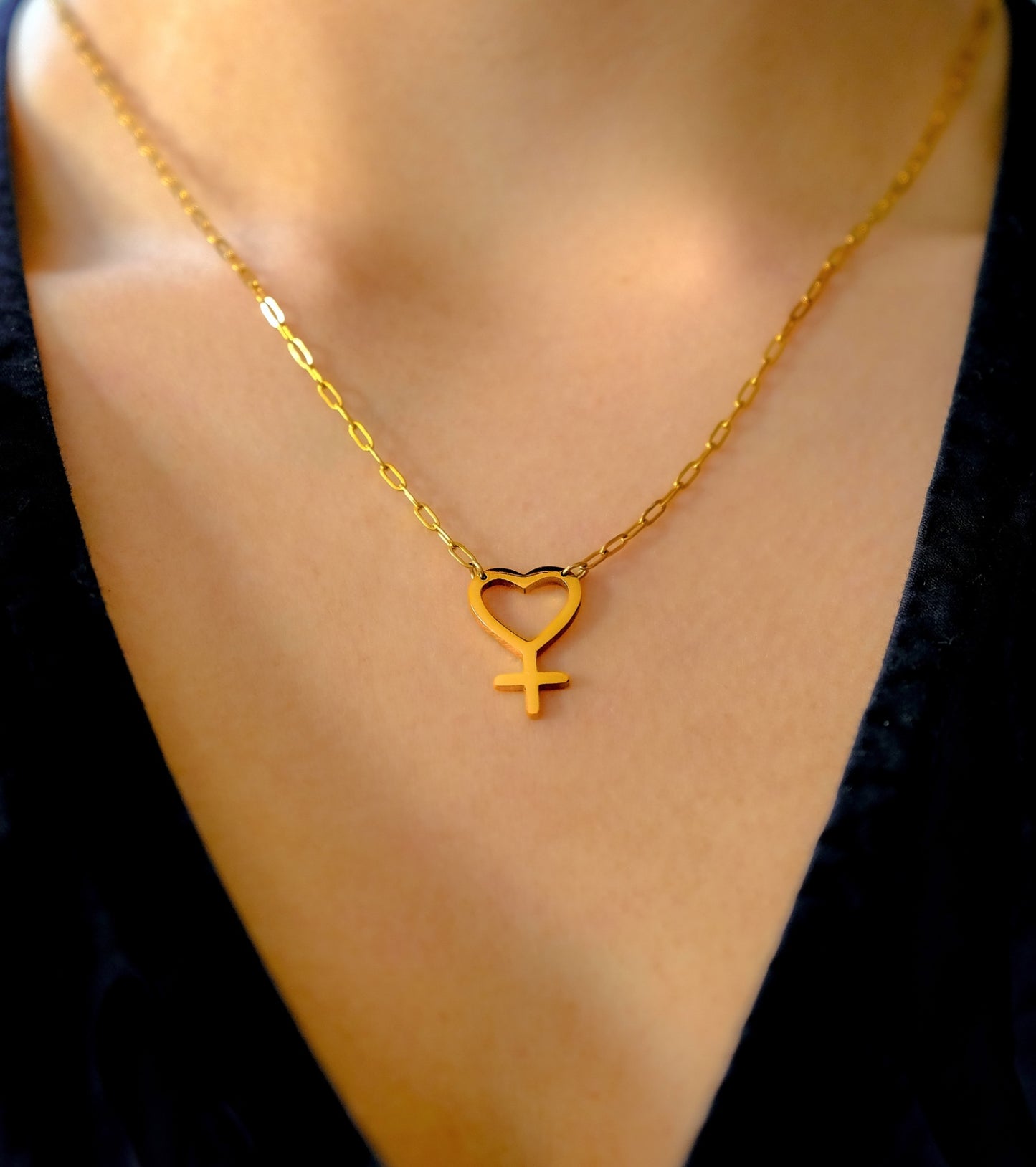 Gold heart venus necklace in 304 stainless 