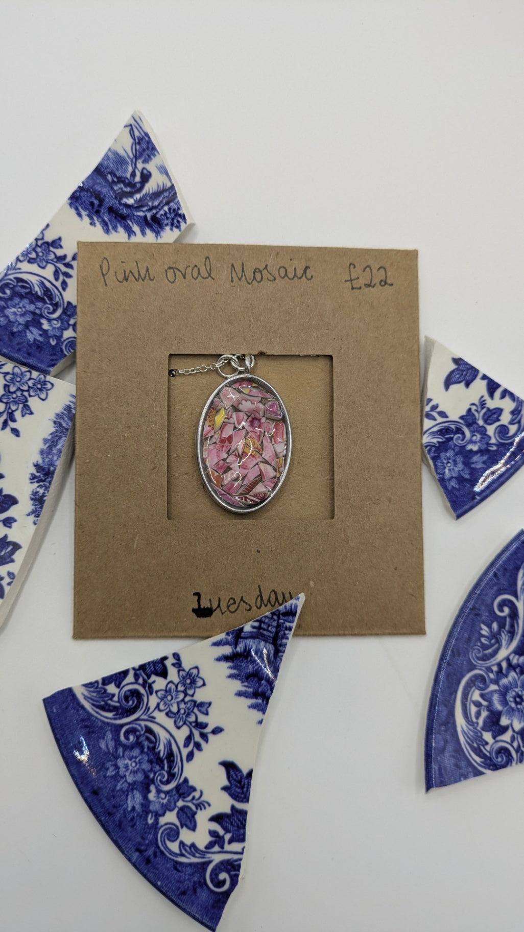 Mosaic Pendant Necklace | Handmade from Vintage Plates