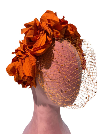 Orange Rose Netted Headband