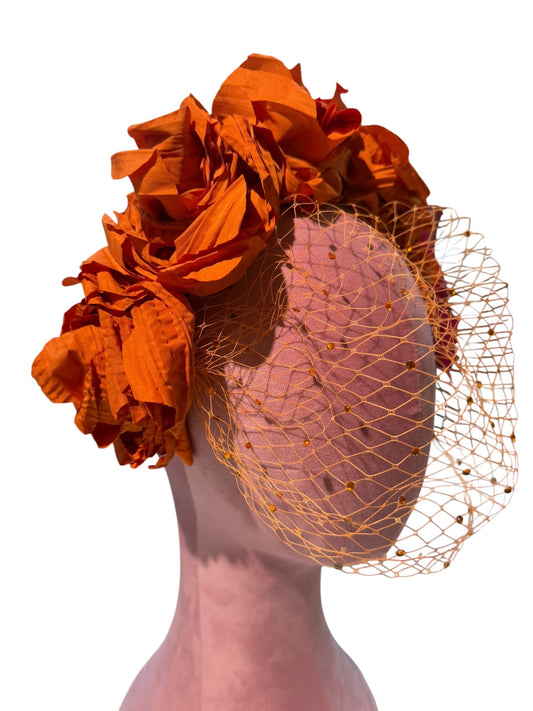 Orange Rose Netted Headband