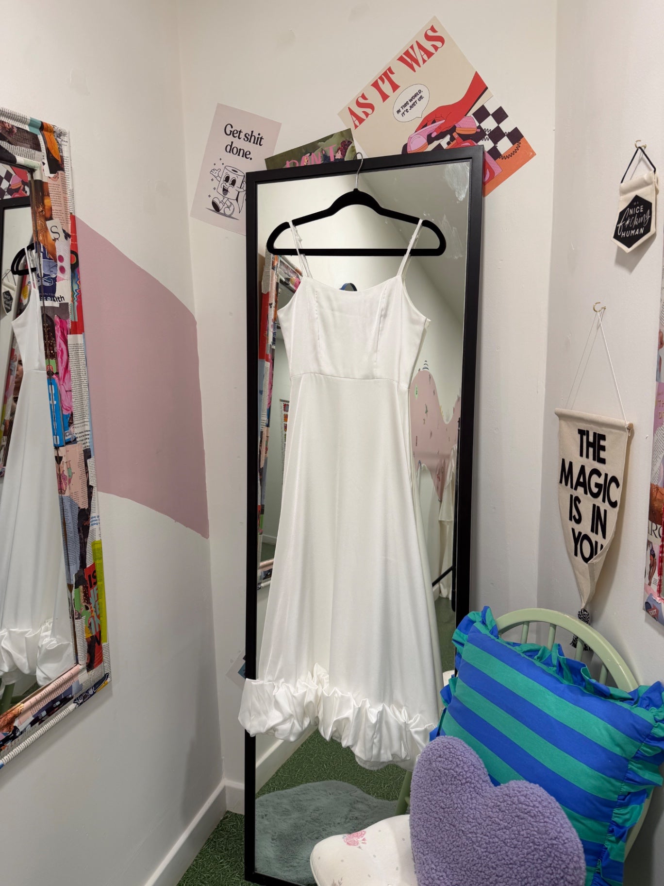 White Hen Do Ruffle Dress Size Medium