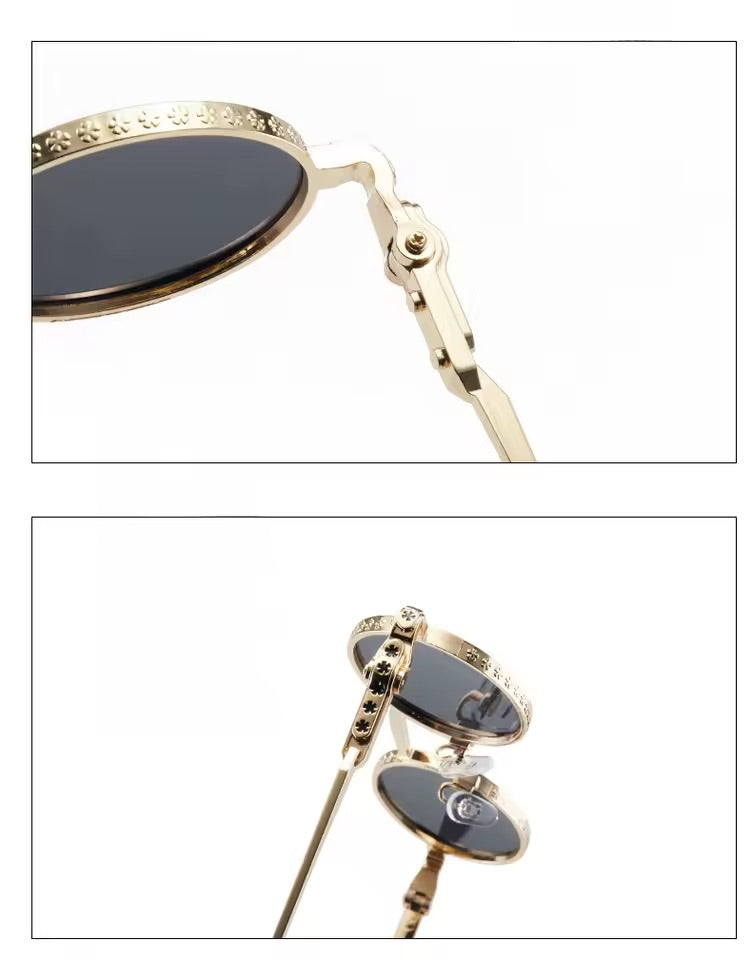Astral Round Sunglasses Gold Black