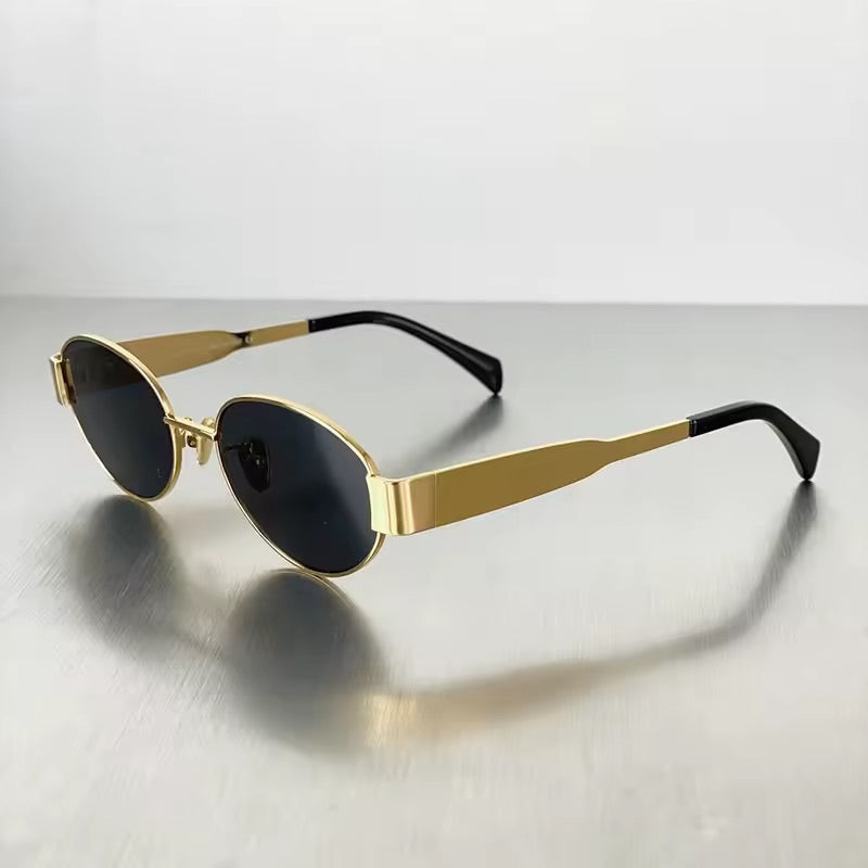 Elara Round Sunglasses Gold Black