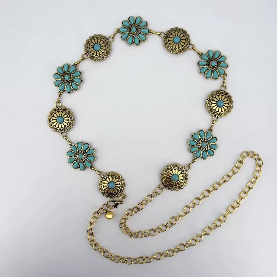    Gold Azure Bloom Chain Belt