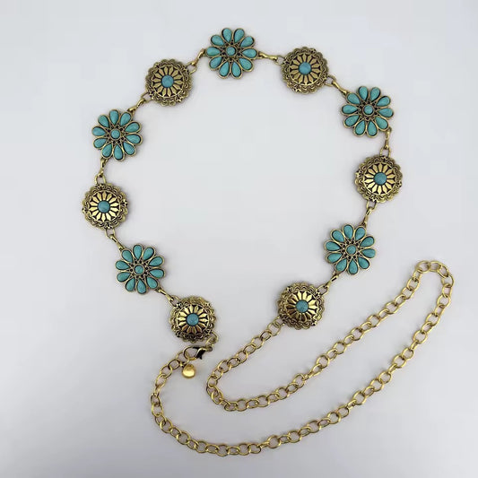    Gold Azure Bloom Chain Belt