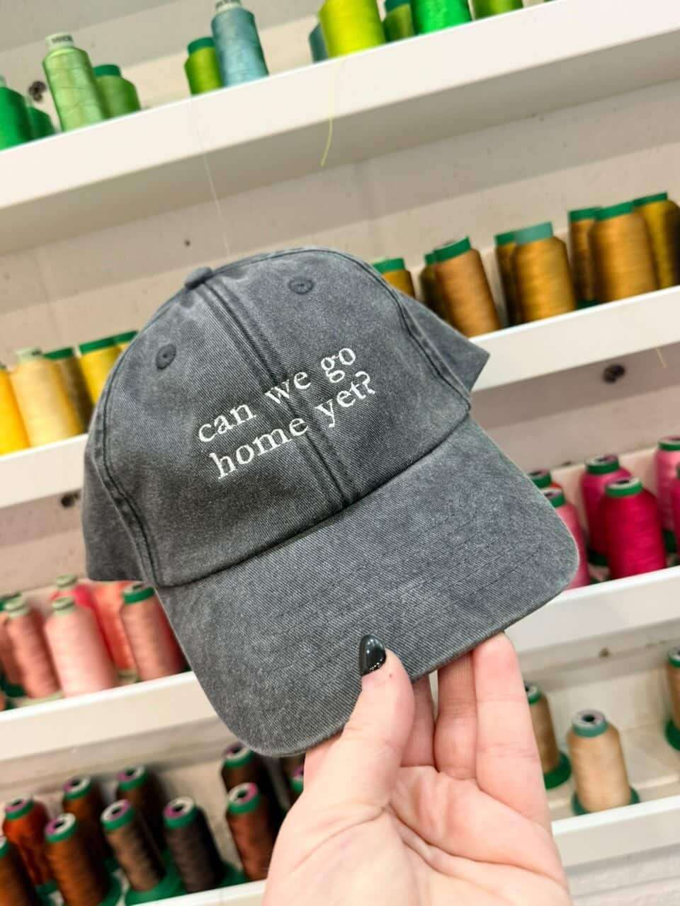 Can We Go Home Yet Vintage Embroidered Cap - Black