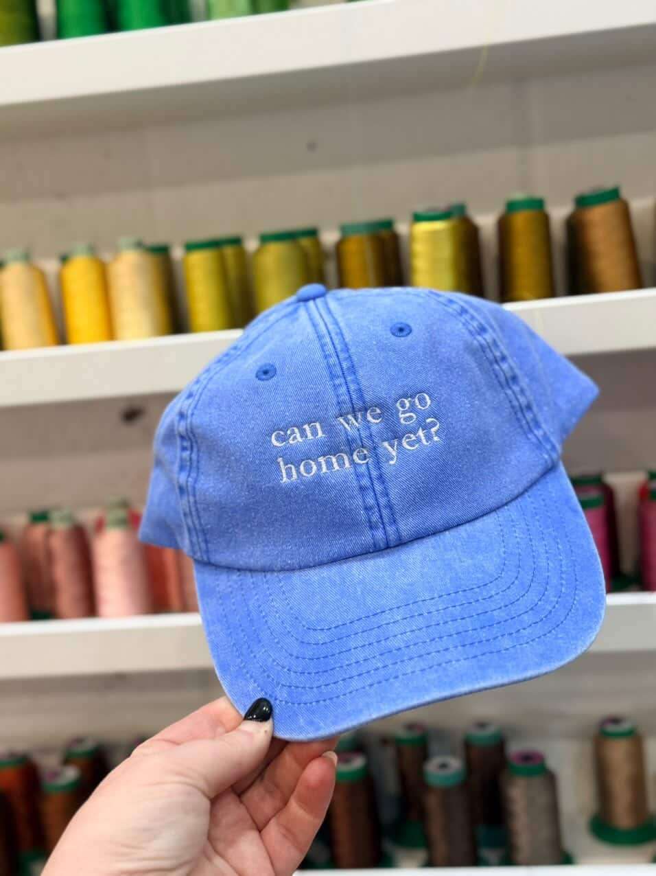 Can We Go Home Yet Vintage Embroidered Cap - Denim Blue