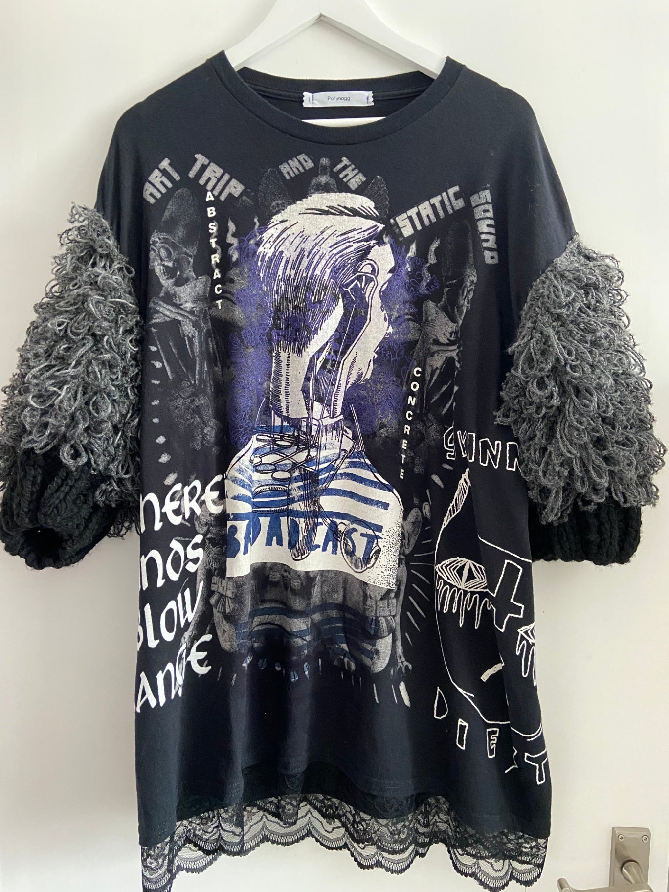 T-shirt Dress with Knitted Sleeves