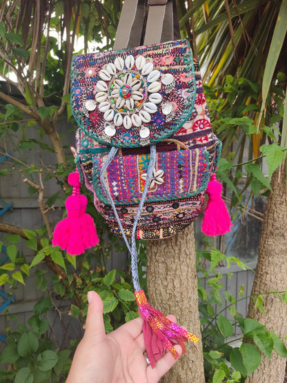 Skiathos back pack bag leather straps