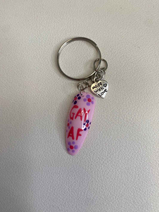 Gay AF Nail Keychain