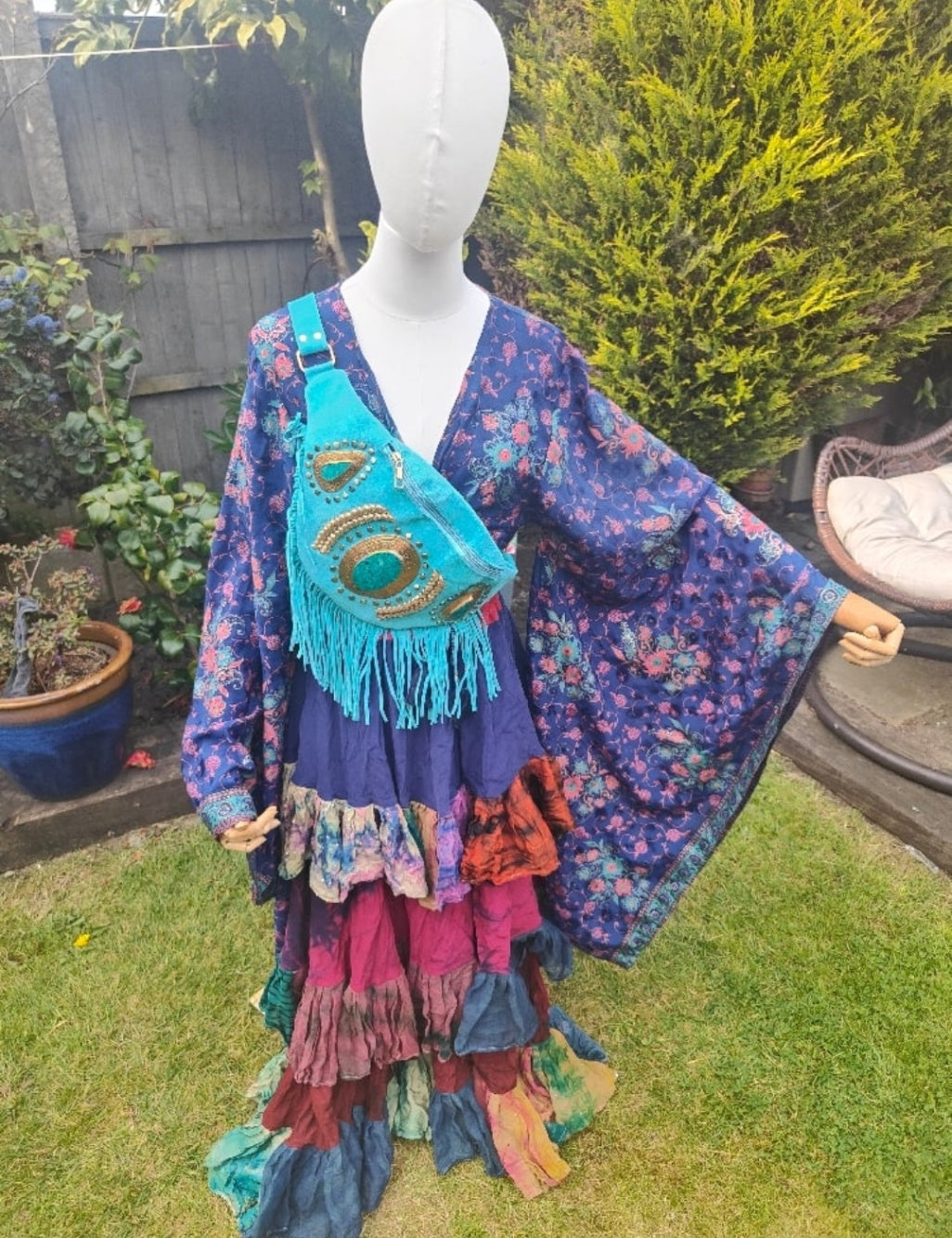 Wanderlust maxi skirt - blue rainbow