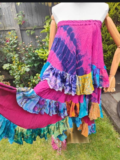 Wanderlust tiered maxi skirt - pink rainbow
