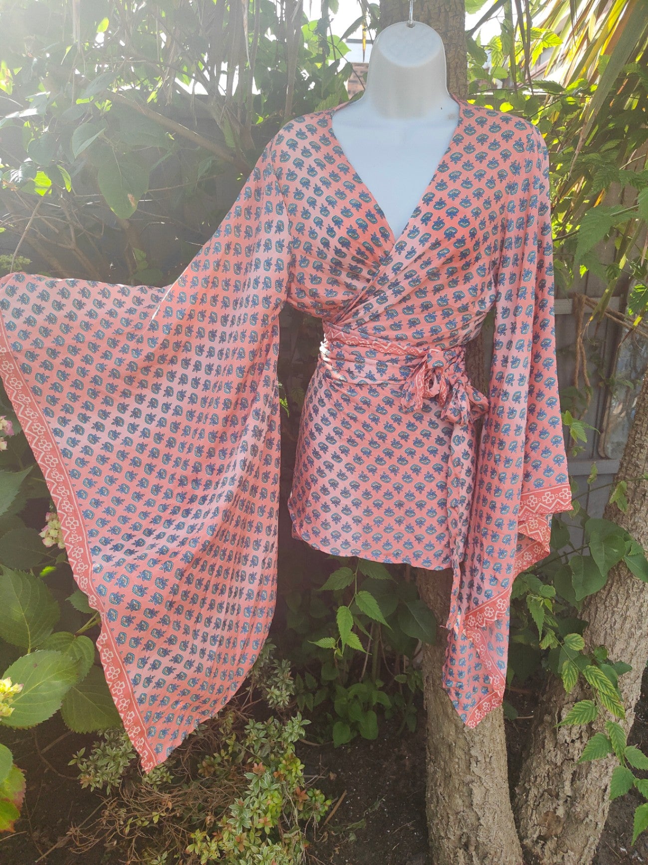Tulum co ord set- tie top & wrap skirt - peach