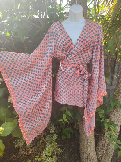 Tulum co ord set- tie top & wrap skirt - peach