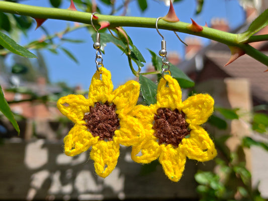 Crochet sunflower earrings
