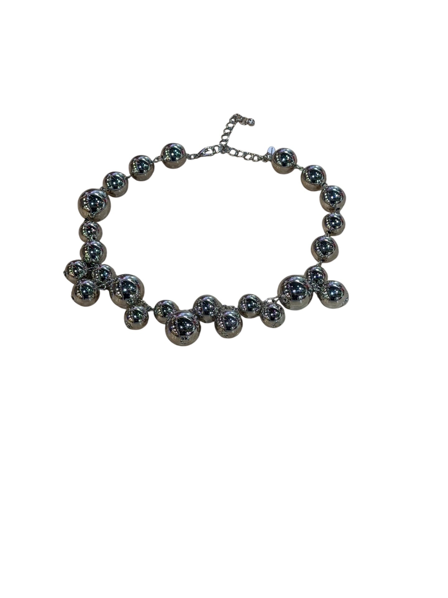 Silver Sphere Statement Necklace
