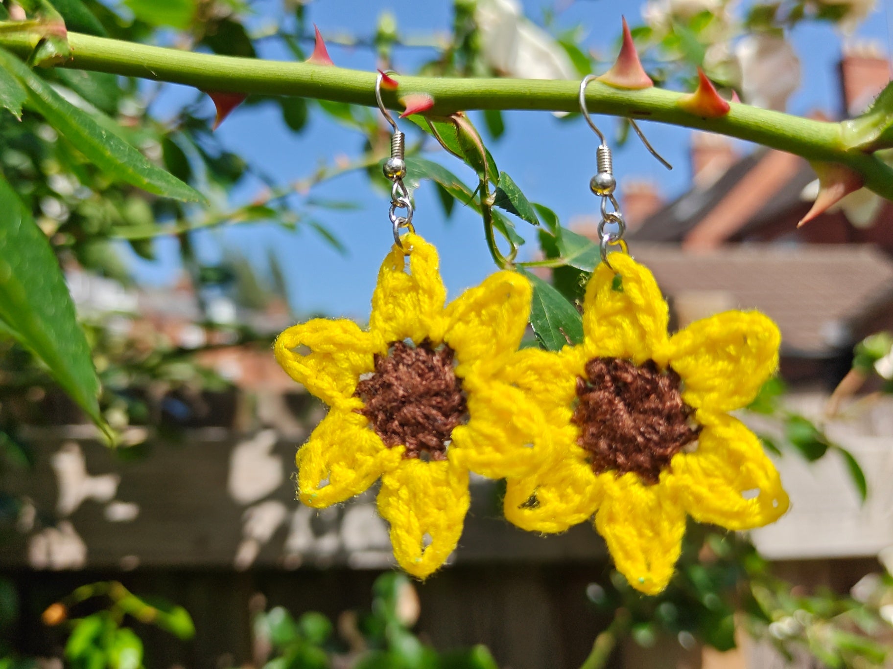 Crochet sunflower earrings