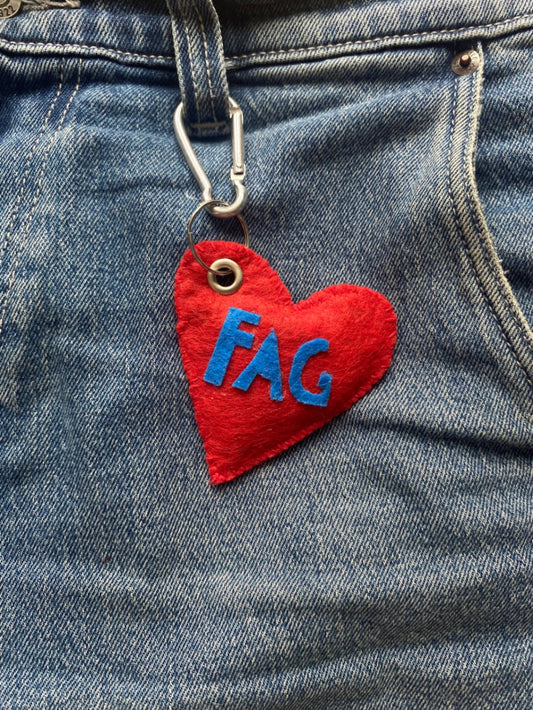 Red and Blue FAG heart Keyring 