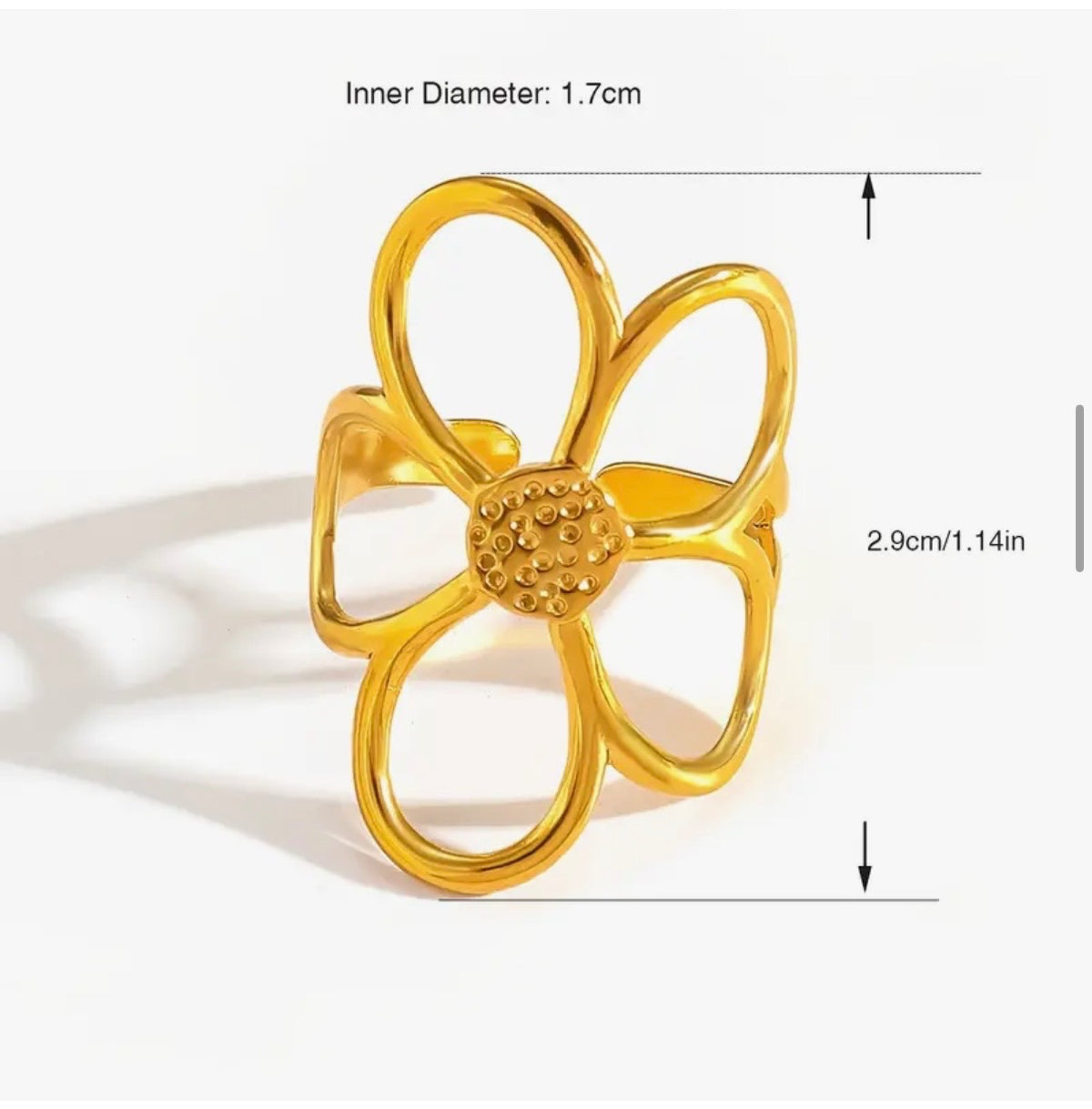 Gold Daisy Ring Adjustable