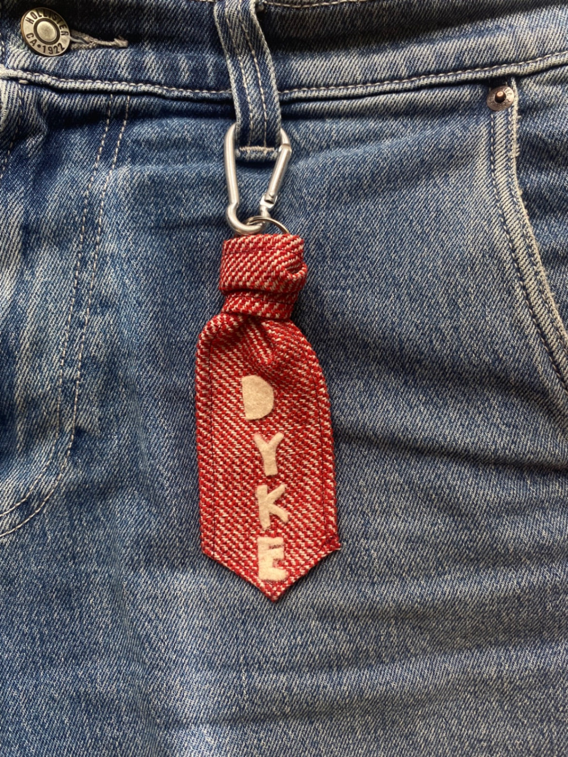 Red and Beige Tie Keyring