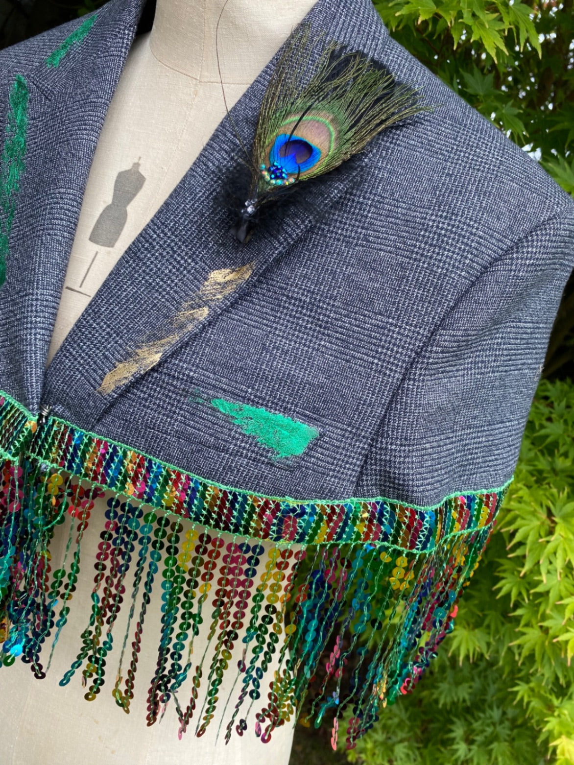 Peacock cropped cape/jacket