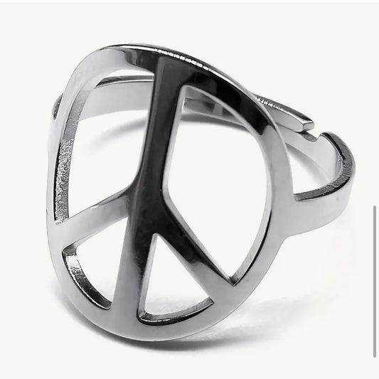 Silver Peace Ring Adjustable