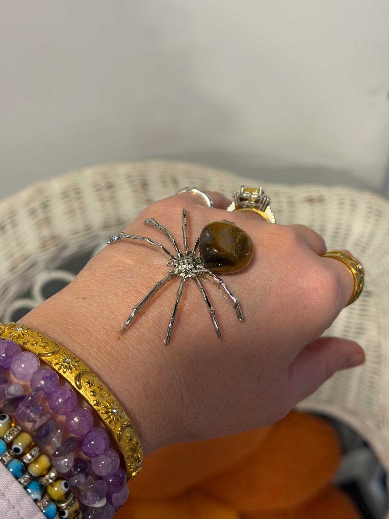 Tigers Eye Spider Talisman