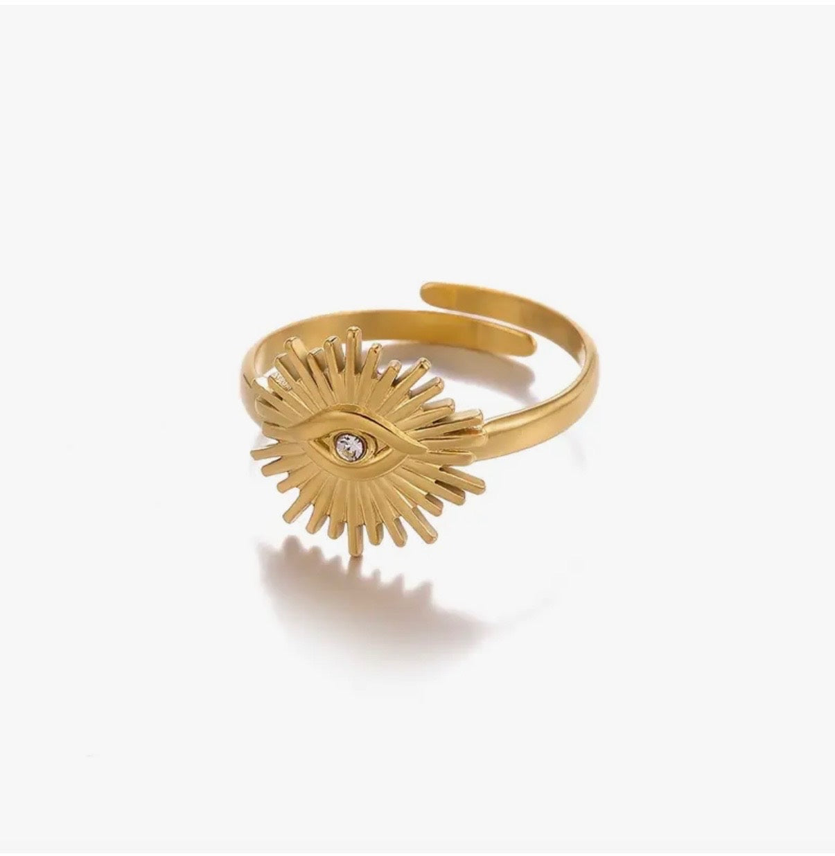 Gold Eye Crystal Ring Adjustable