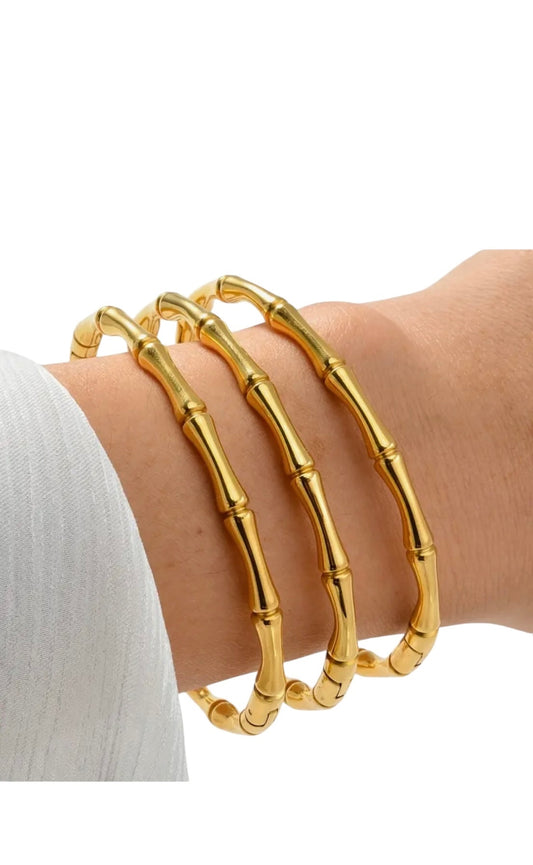 Gold Bamboo Bangle Bracelet
