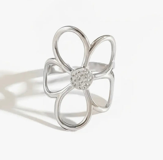 Silver Daisy Ring Adjustable