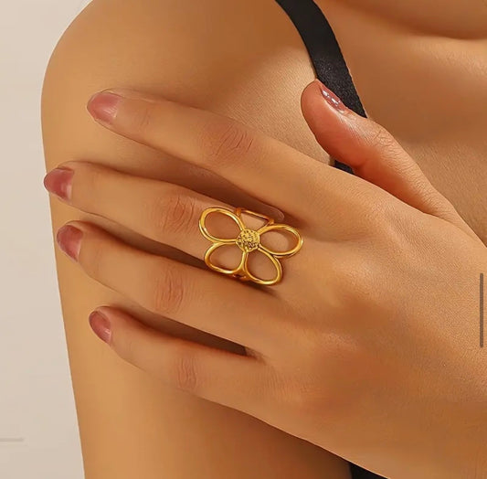 Gold Daisy Ring Adjustable