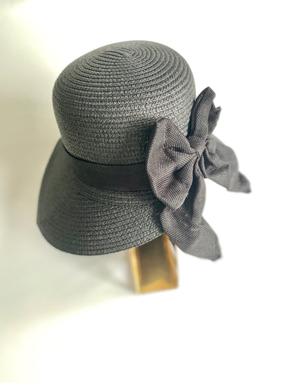 Black Bow Bonnet Hat