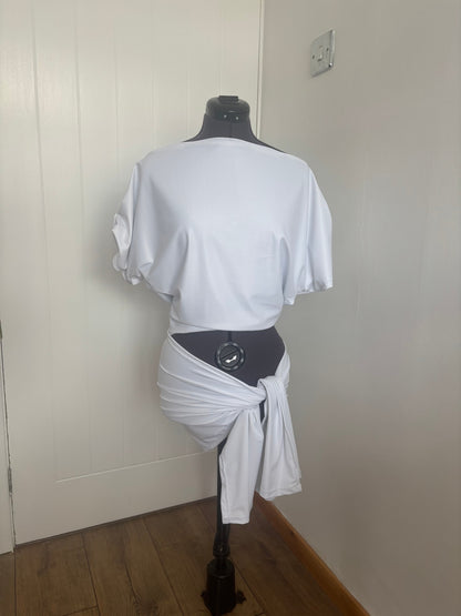 fitted top and sarong skirt set