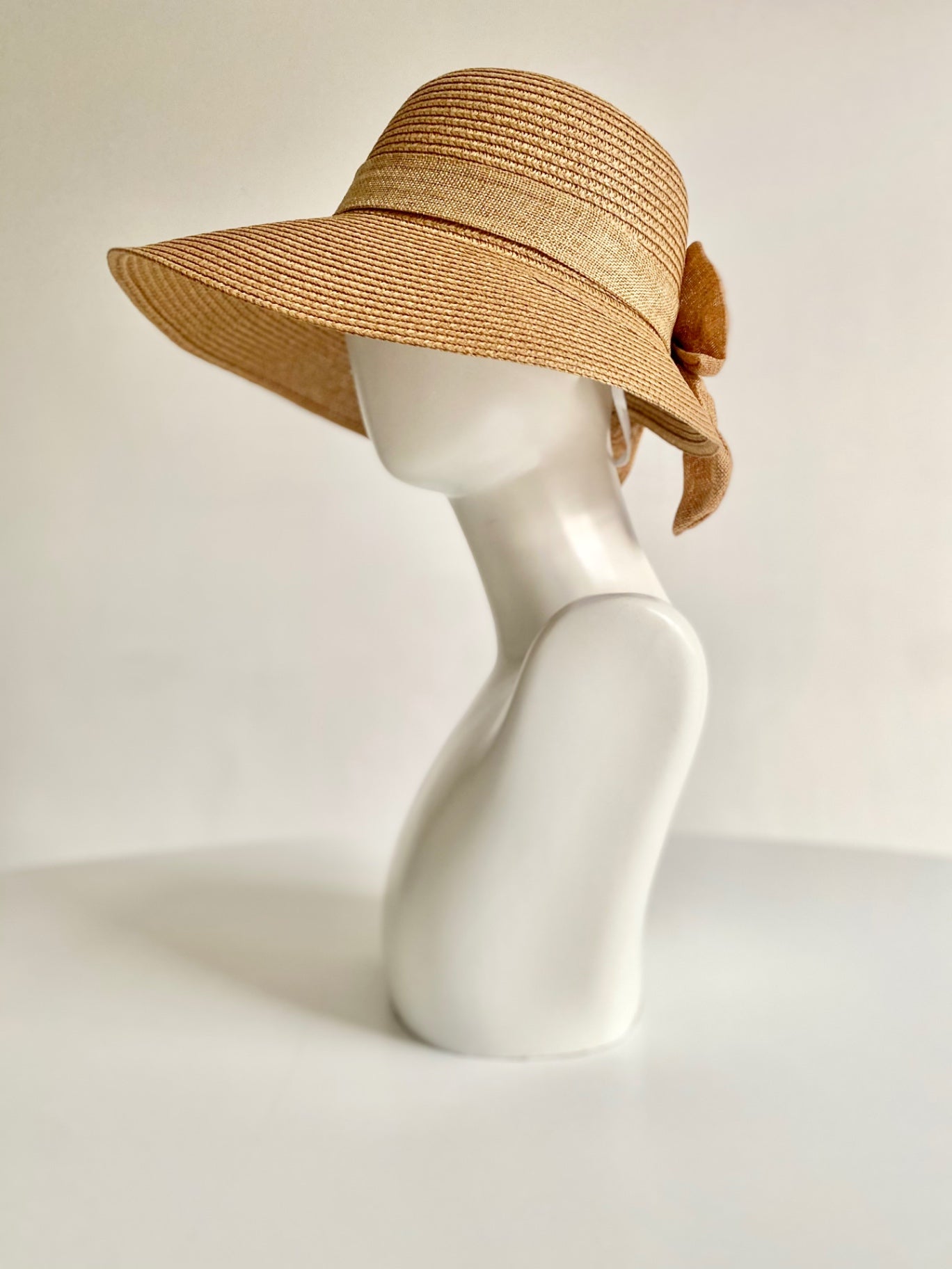 Beige Bow Bonnet Hat
