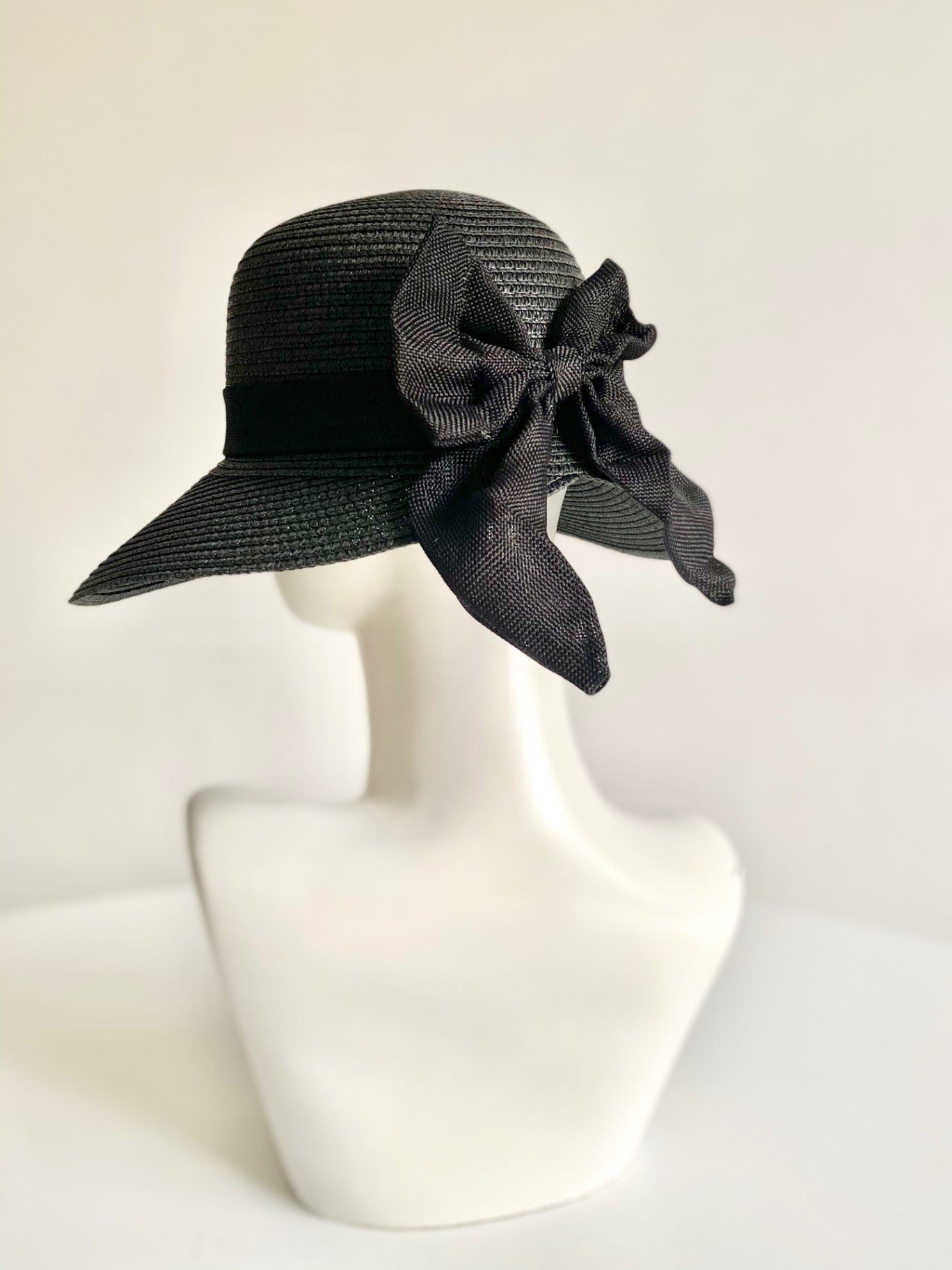 Black Bow Bonnet Hat