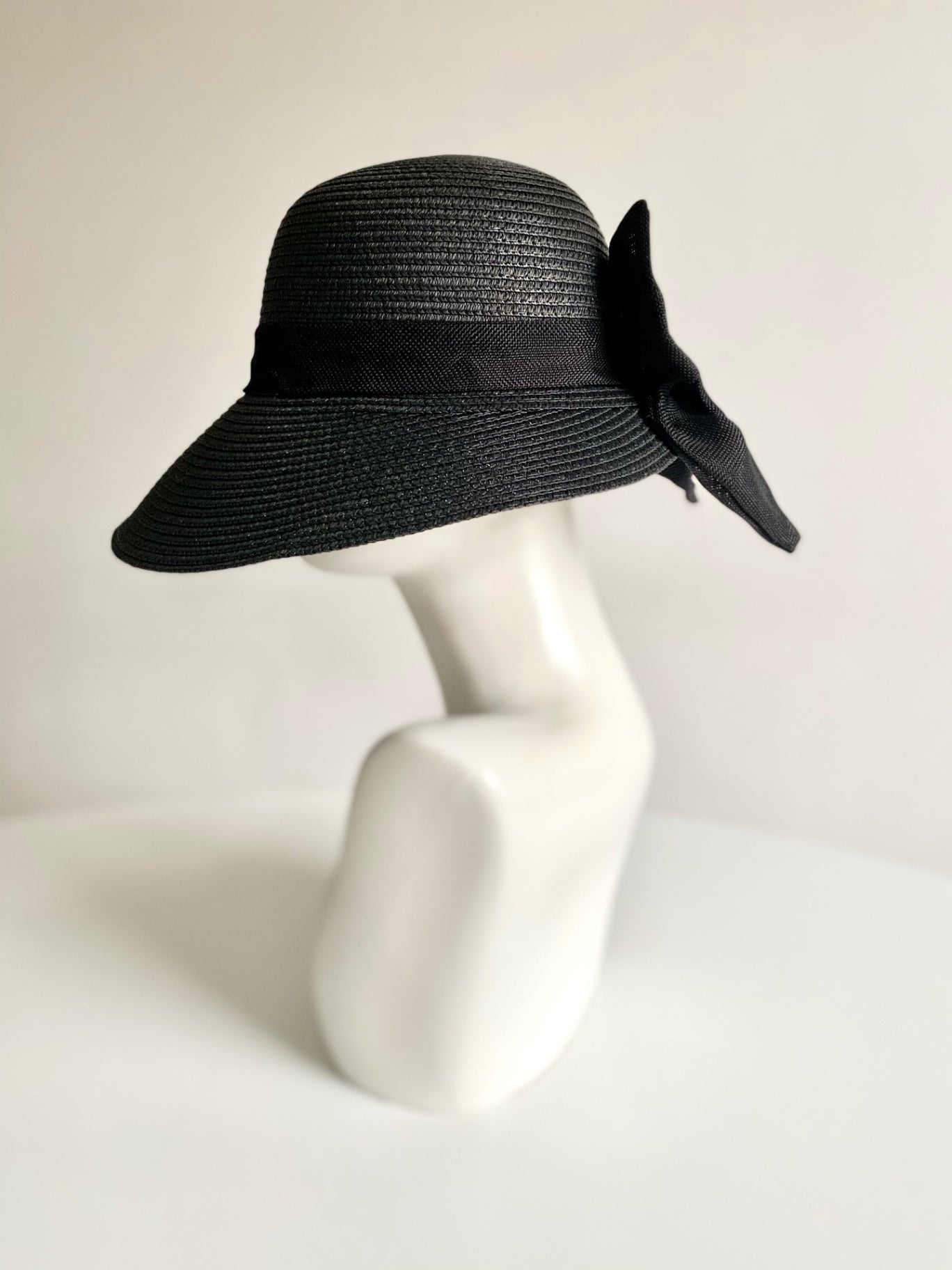 Black Bow Bonnet Hat