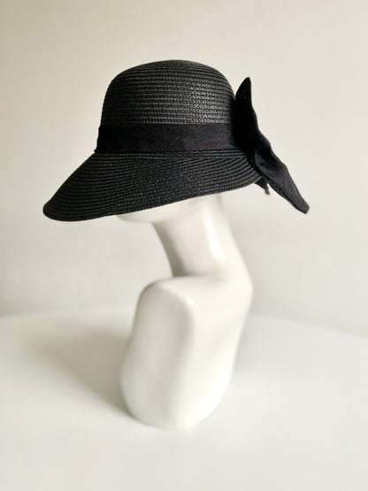 Black Bow Bonnet Hat