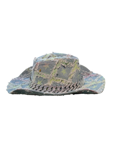 Denim Star Chain Cowboy Hat