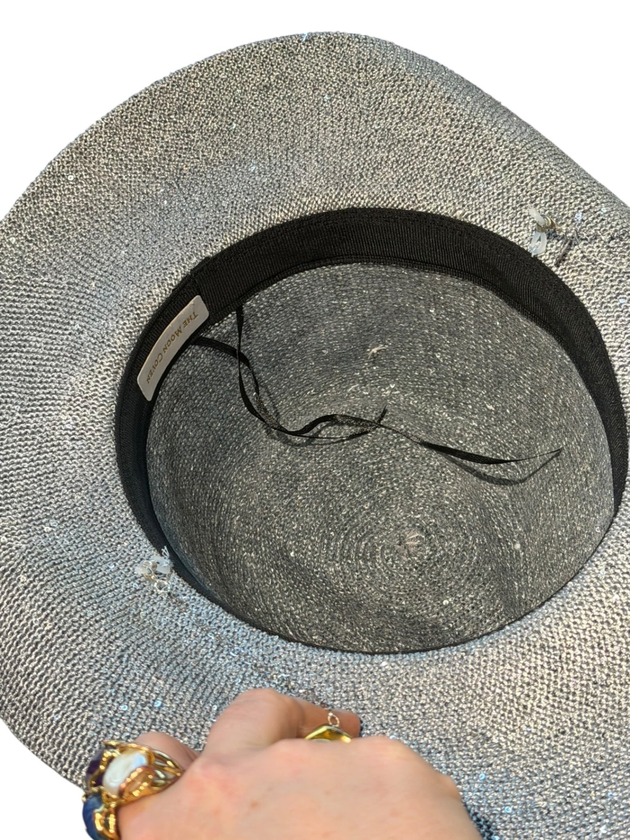 Sequin Sun Charm Cowboy Hat Silver
