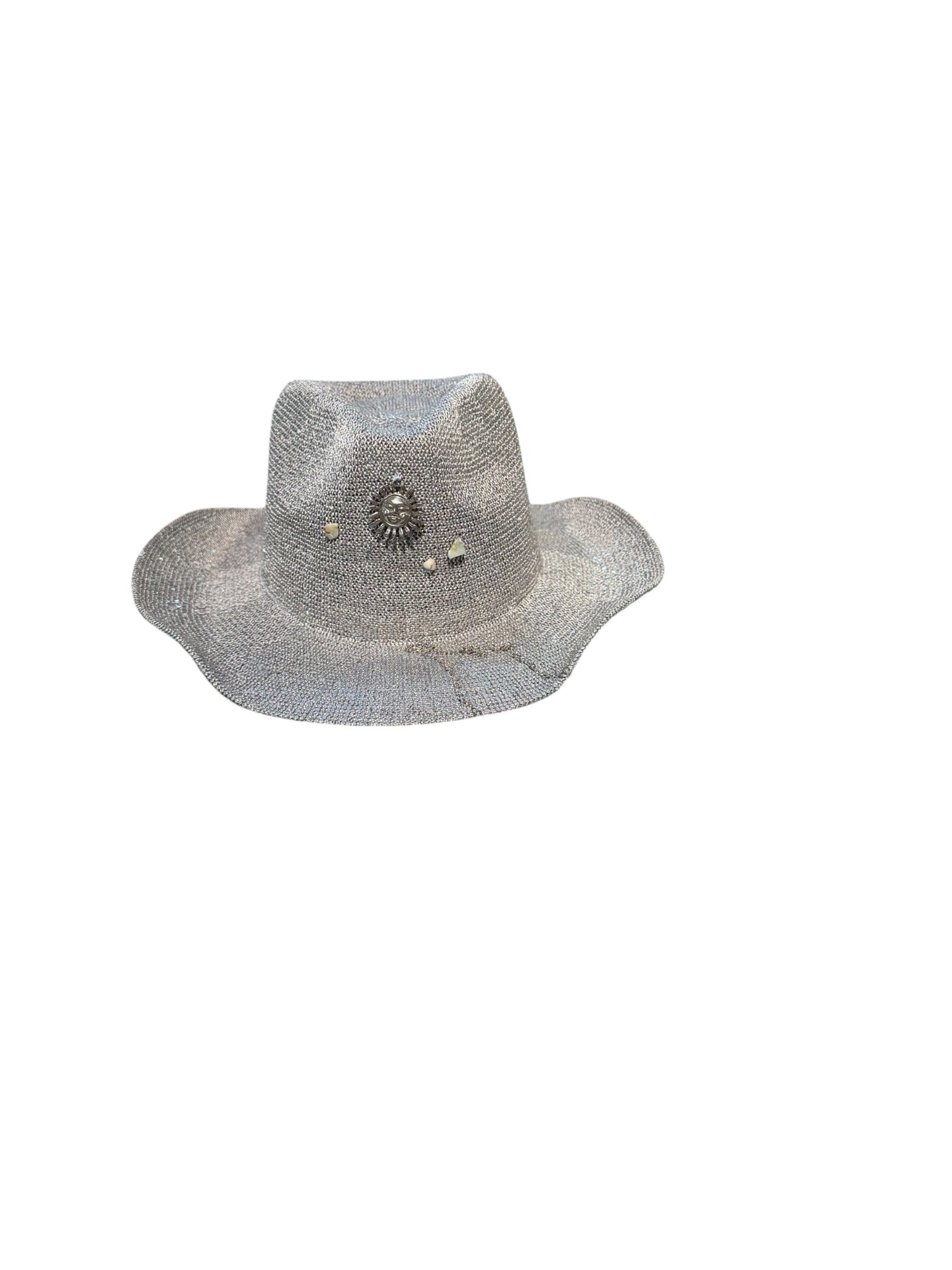 Sequin Sun Charm Cowboy Hat Silver
