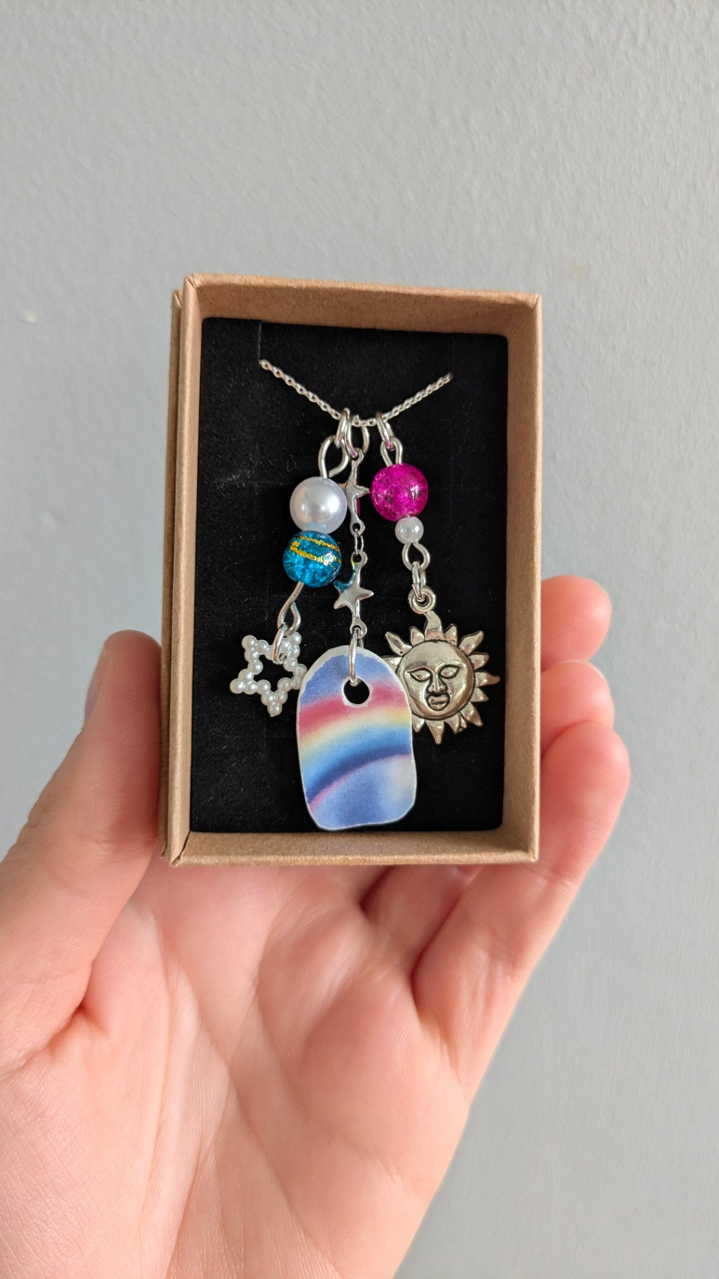 Rainbow Necklace 1 | Handmade from Vintage Plates and Charms