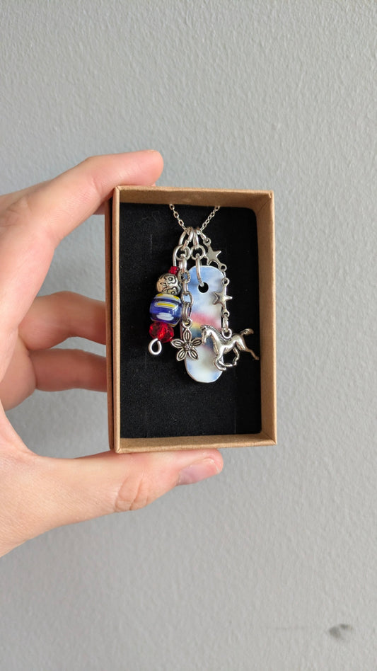 Rainbow Necklace 3 | Handmade from Vintage Plates 