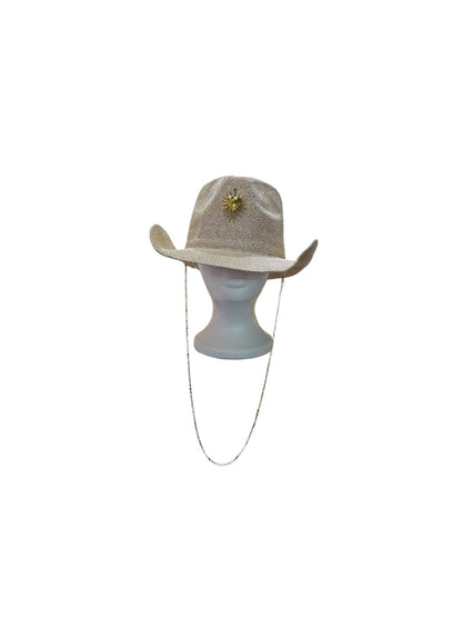 Sequin Sun Charm Cowboy Hat Gold