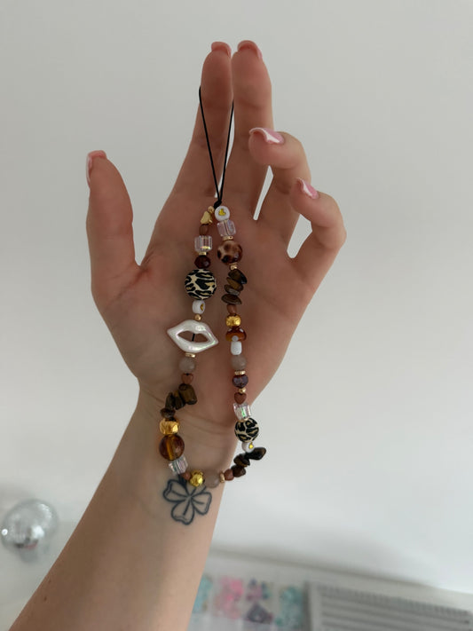 Cat eye phone charm - gold