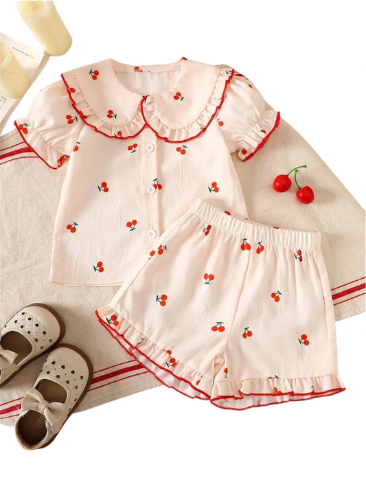 2-3yrs Two Piece Cherry Short Set