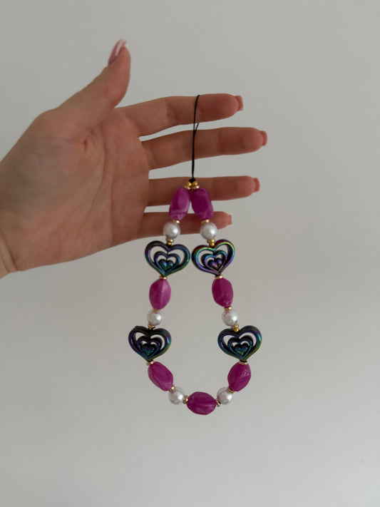 Sweetheart phone charm - purple/gold
