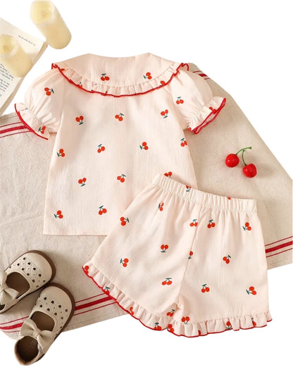 9-12m Two piece shorts Cherry Pyjamas
