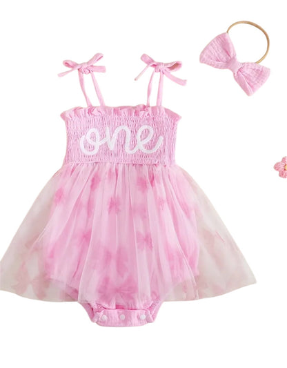 6-12m Pink ‘One’ Romper 