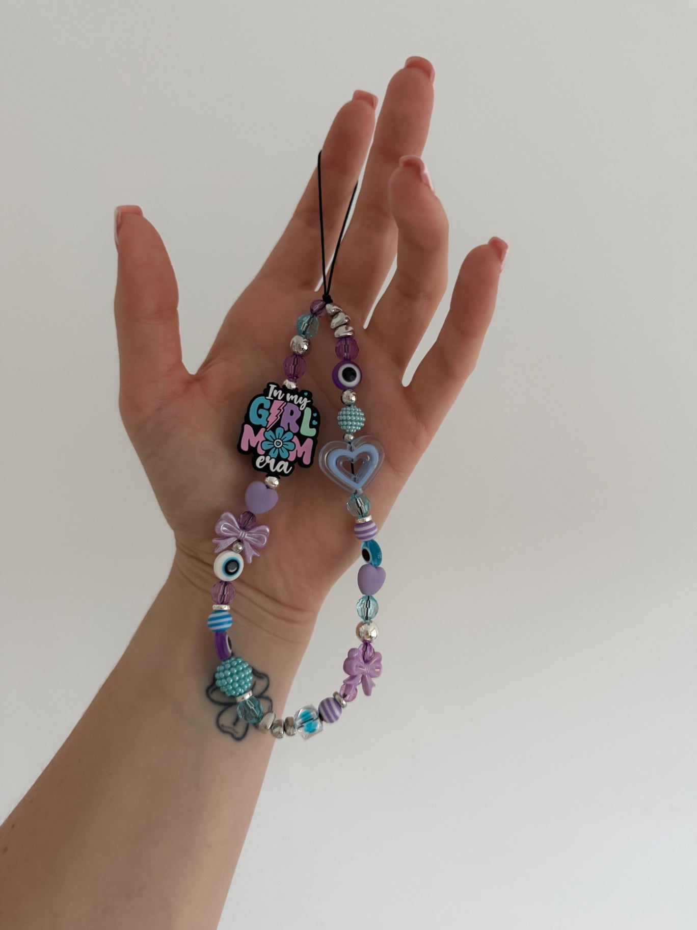 ‘Girl mom’ phone charm - silver 