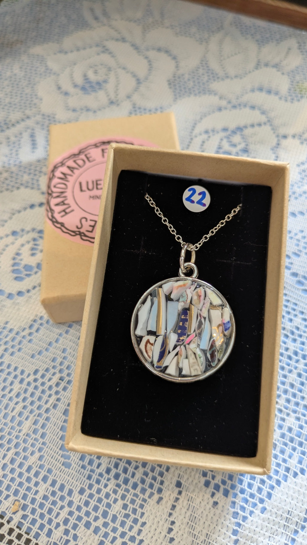 Mosaic Pendant Necklace| Handmade from Vintage Plates